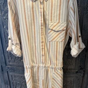 Lovestitch Beige and Brown Striped Shirt